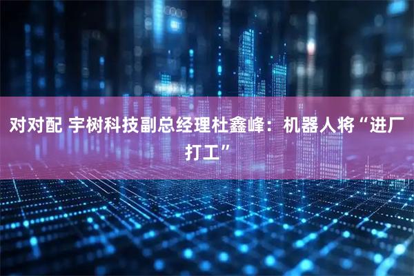 对对配 宇树科技副总经理杜鑫峰：机器人将“进厂打工”